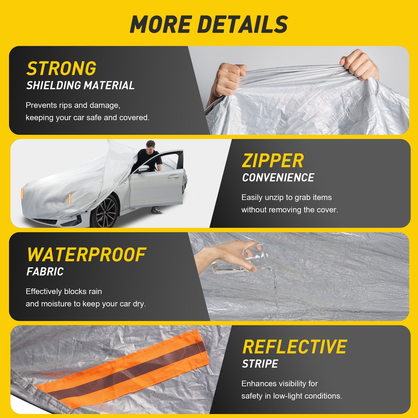 Funda impermeable para coche Caromop de 10 capas, protección para todo tipo de clima (nieve, lluvia, sol), con correas de ajuste seguro y cremallera fácil de poner y quitar.