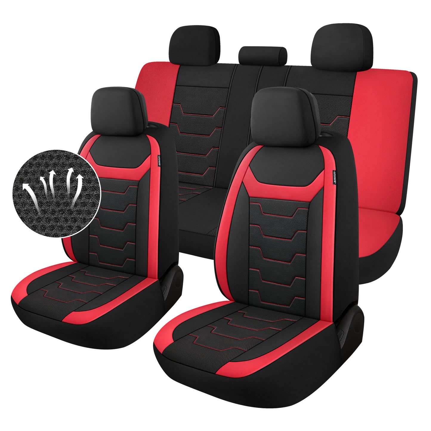 Juego completo de fundas de asiento de coche CAROMOP en tela, compatible con la mayoría de los modelos universales de automóviles.