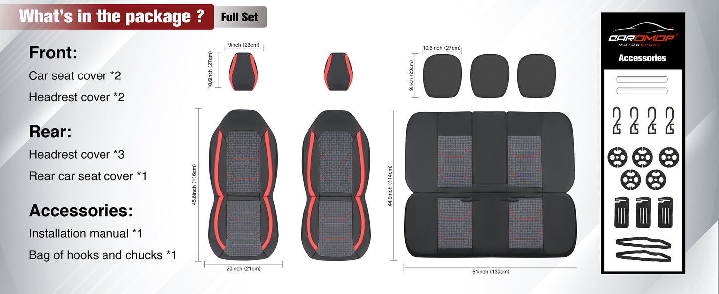 CAROMOP Premium PU Leather&Flannel Car Seat Covers 2 Front Set with Breathable Cloth,Universal Fit for Most Car Interior Covers-Sedan Truck SUV