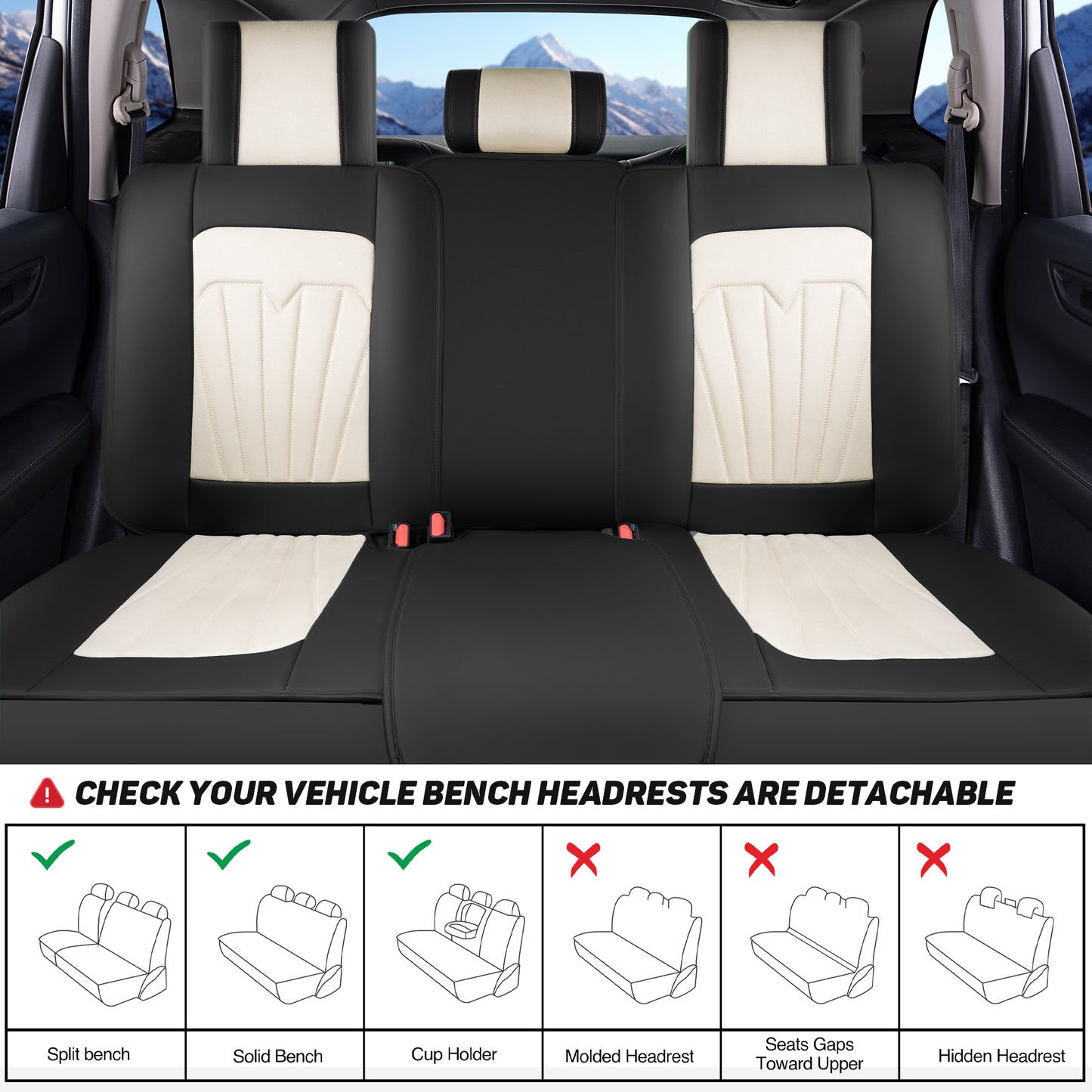 Juego completo de fundas universales para asientos de coche CAROMOP, de terciopelo y cuero sintético con respaldo de espuma 3D y reposabrazos, compatible con coches, camiones y SUV.