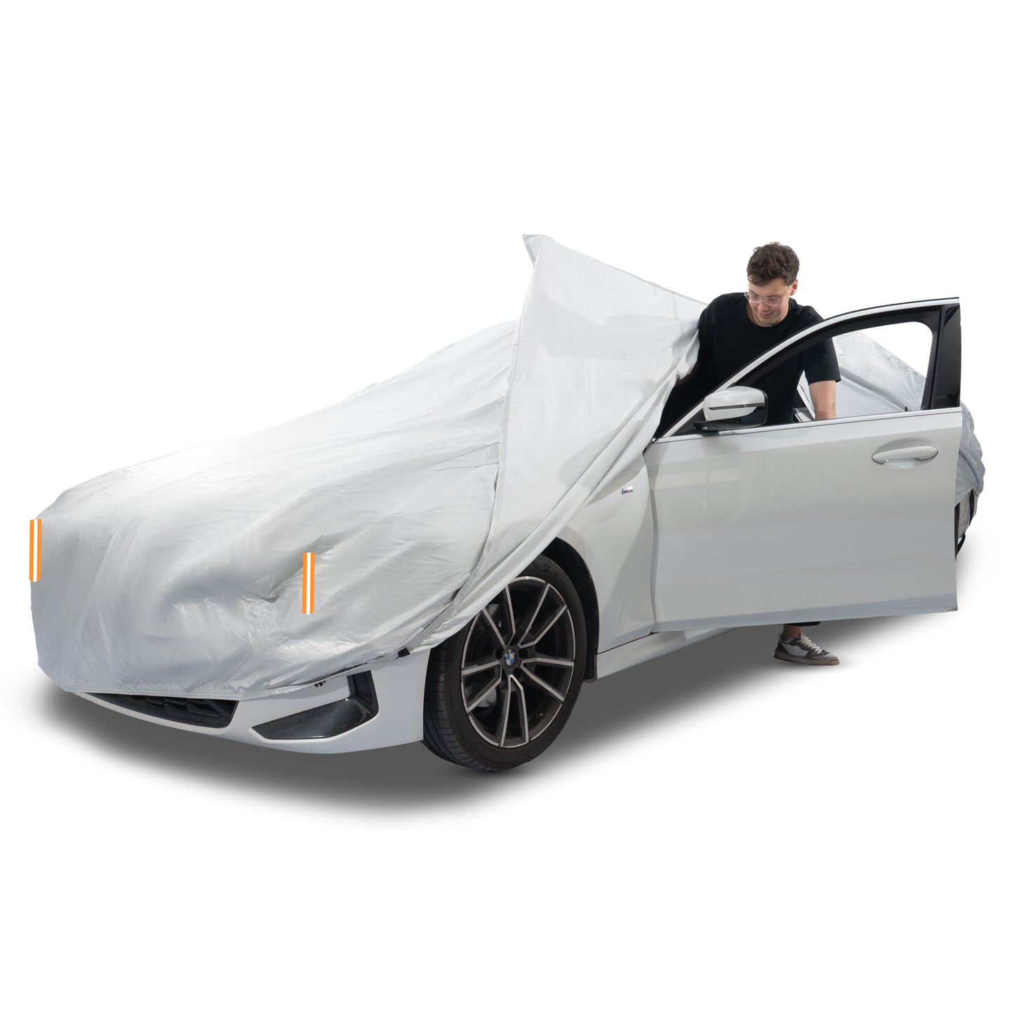Funda impermeable para coche Caromop de 10 capas, protección para todo tipo de clima (nieve, lluvia, sol), con correas de ajuste seguro y cremallera fácil de poner y quitar.