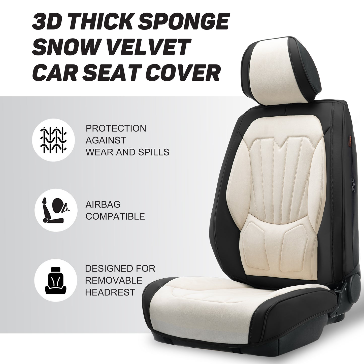 Juego completo de fundas universales para asientos de coche CAROMOP, de terciopelo y cuero sintético con respaldo de espuma 3D y reposabrazos, compatible con coches, camiones y SUV.