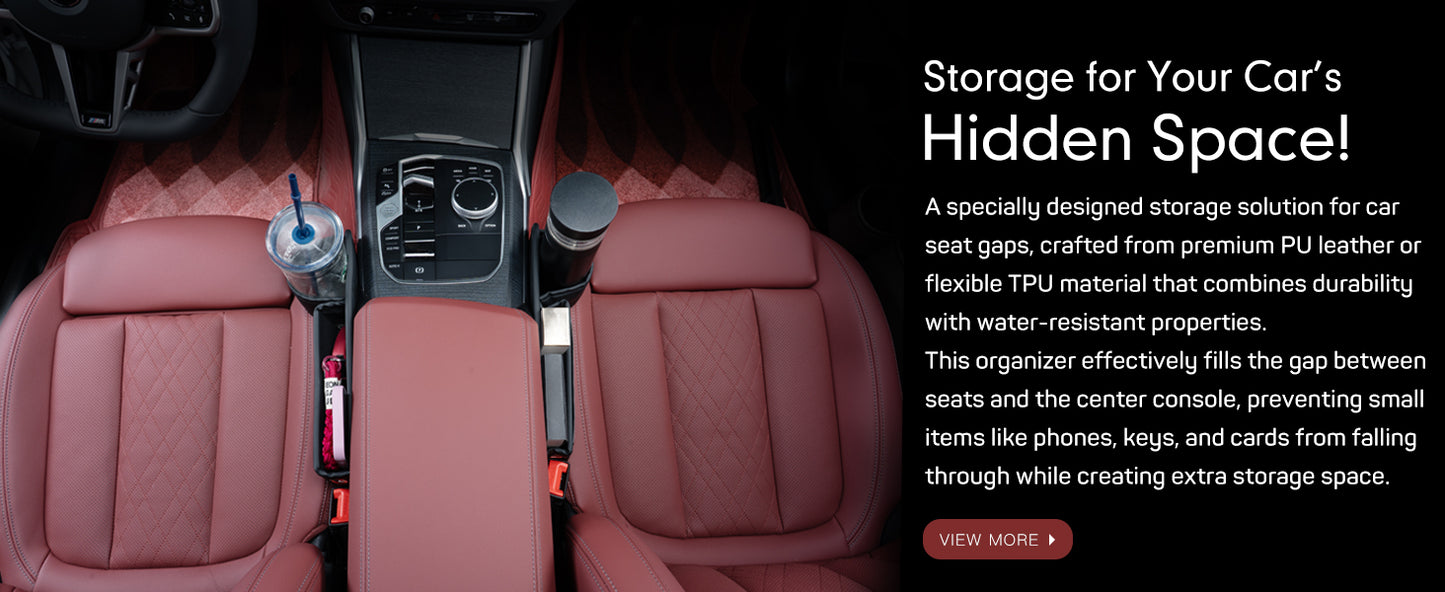 Universal Car Seat Gap Organizer - Expandable Driver's Side Storage Box with Multiple Pockets, Anti-Slip Design, and Phone Holder for Smartphones, Keys, Cards, and Accessories