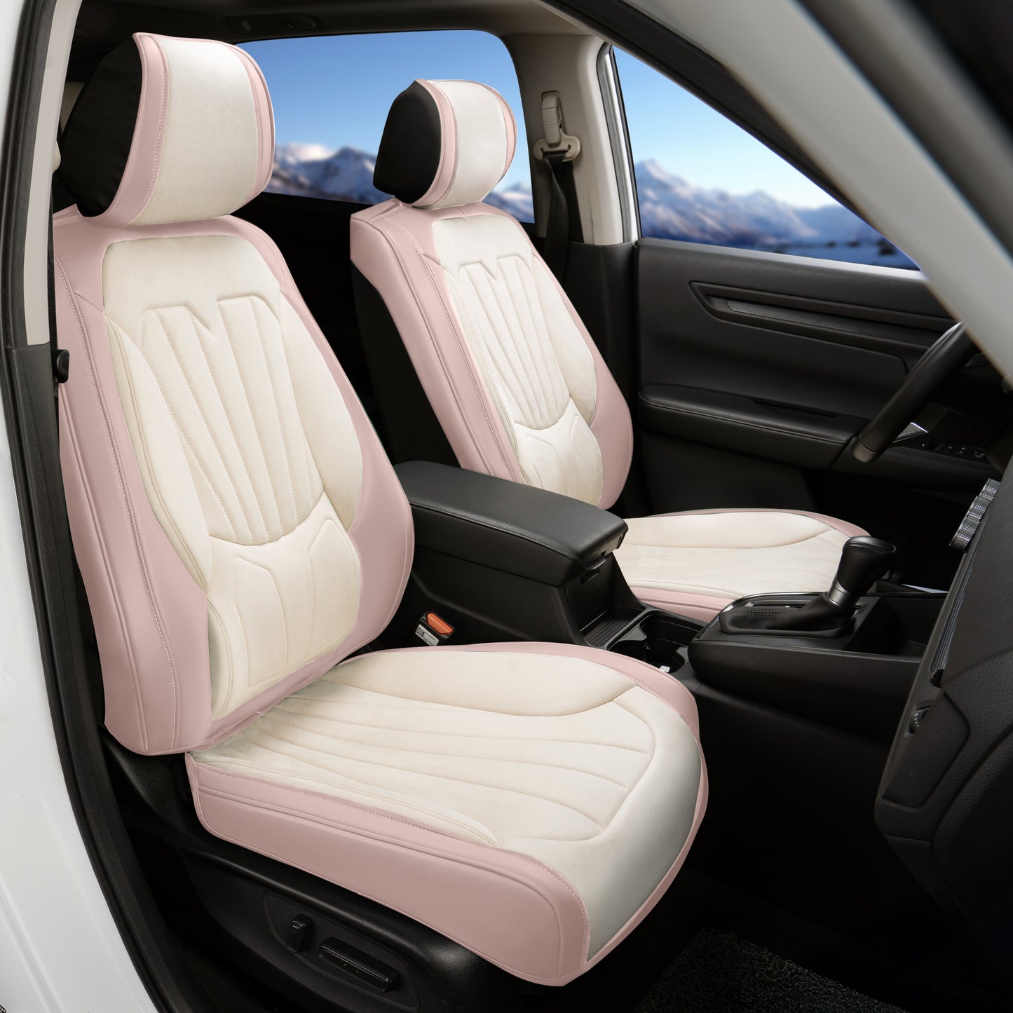 Juego completo de fundas universales para asientos de coche CAROMOP, de terciopelo y cuero sintético con respaldo de espuma 3D y reposabrazos, compatible con coches, camiones y SUV.