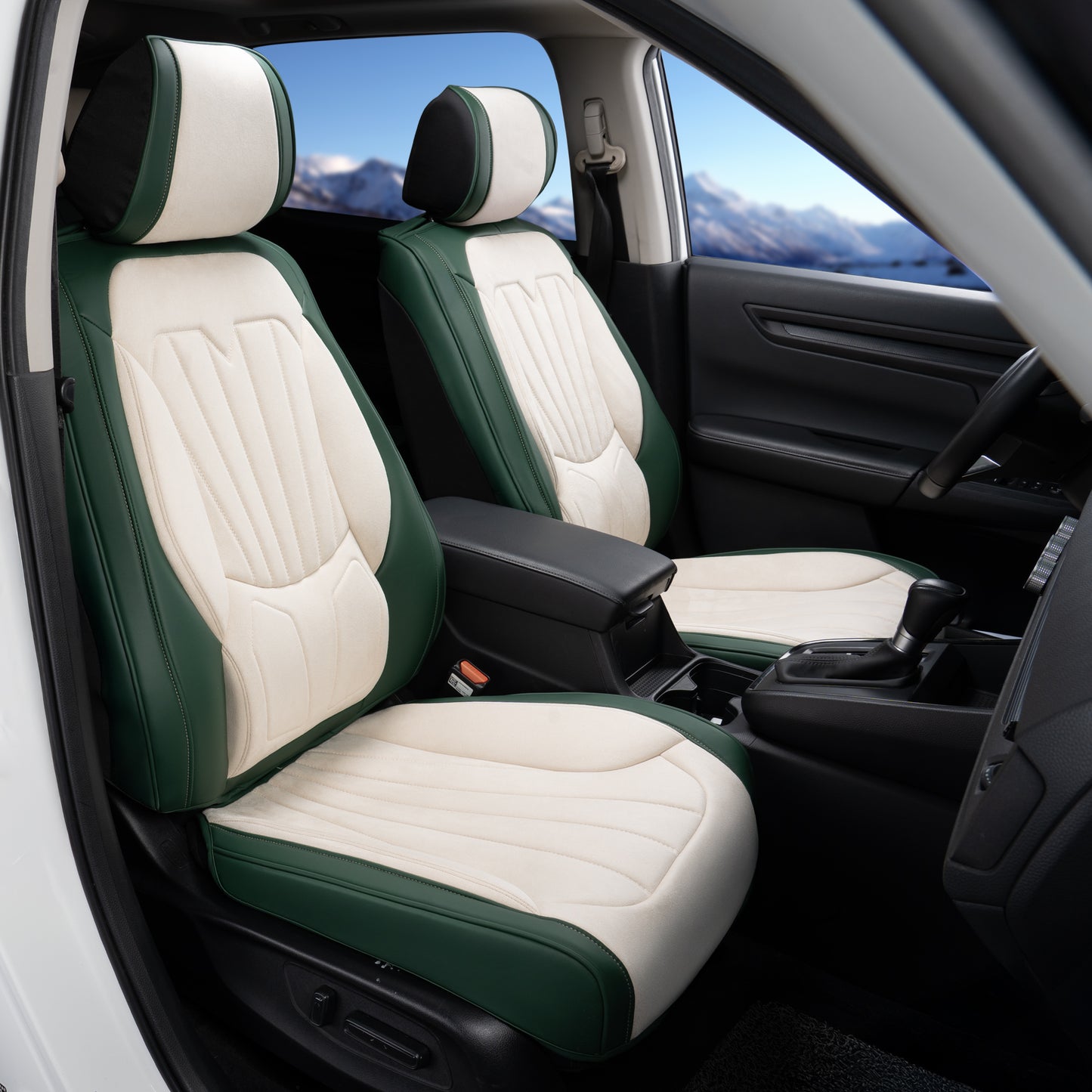 Juego completo de fundas universales para asientos de coche CAROMOP, de terciopelo y cuero sintético con respaldo de espuma 3D y reposabrazos, compatible con coches, camiones y SUV.