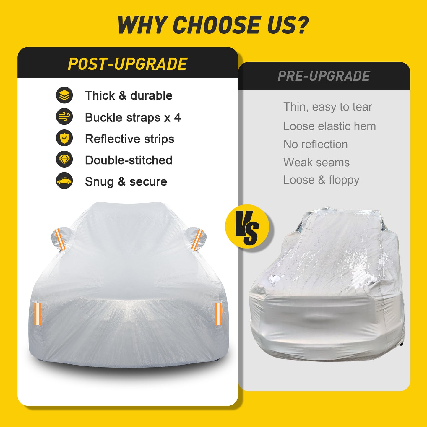 Funda impermeable para coche Caromop de 10 capas, protección para todo tipo de clima (nieve, lluvia, sol), con correas de ajuste seguro y cremallera fácil de poner y quitar.