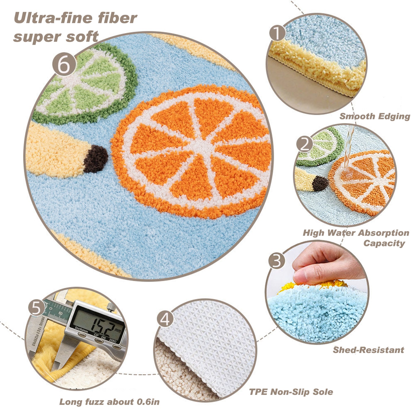 Kaisaatti Ultra Absorbent Bath Rug Mat - Super Soft Microfiber with Non-Slip TPE Backing, Fast Drying Machine Washable Bathroom Floor Mat, 19.7x31.5"