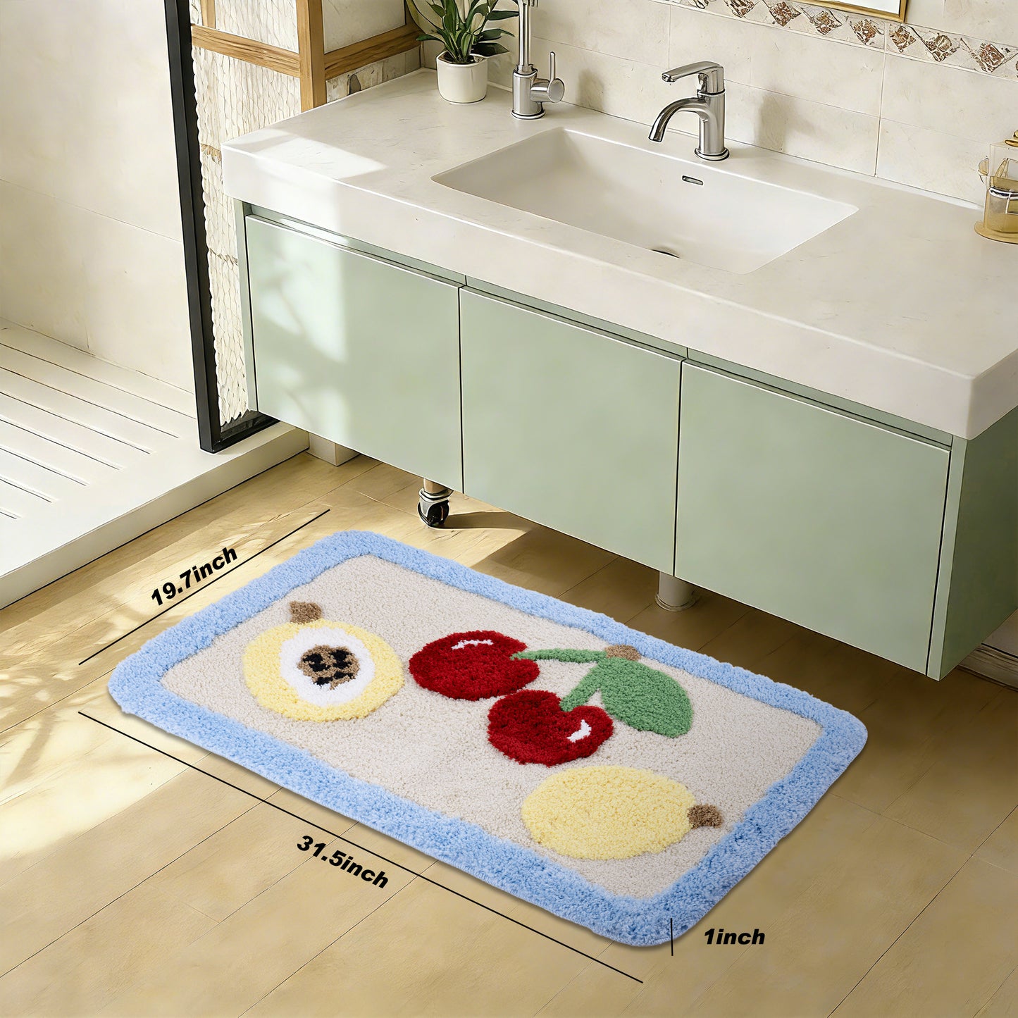 Kaisaatti Ultra Absorbent Bath Rug Mat - Super Soft Microfiber with Non-Slip TPE Backing, Fast Drying Machine Washable Bathroom Floor Mat, 19.7x31.5"