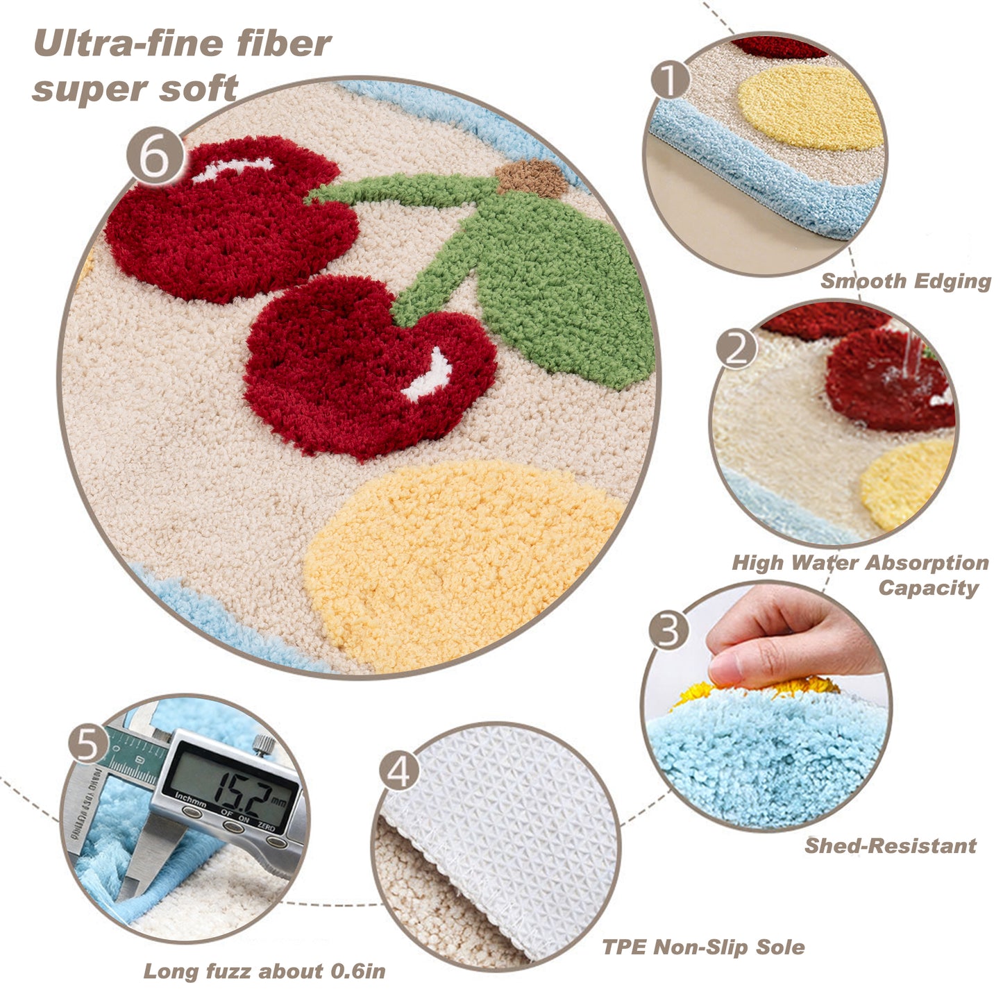 Kaisaatti Ultra Absorbent Bath Rug Mat - Super Soft Microfiber with Non-Slip TPE Backing, Fast Drying Machine Washable Bathroom Floor Mat, 19.7x31.5"