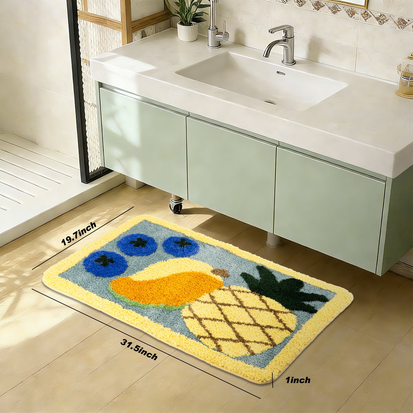 Kaisaatti Ultra Absorbent Bath Rug Mat - Super Soft Microfiber with Non-Slip TPE Backing, Fast Drying Machine Washable Bathroom Floor Mat, 19.7x31.5"