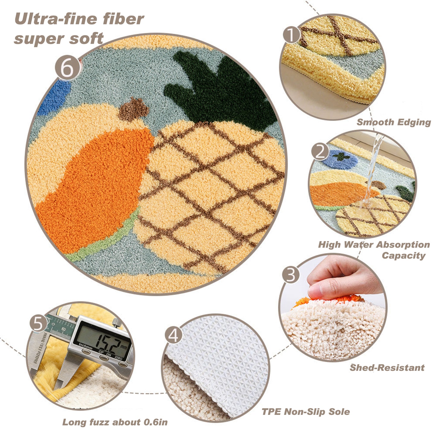 Kaisaatti Ultra Absorbent Bath Rug Mat - Super Soft Microfiber with Non-Slip TPE Backing, Fast Drying Machine Washable Bathroom Floor Mat, 19.7x31.5"