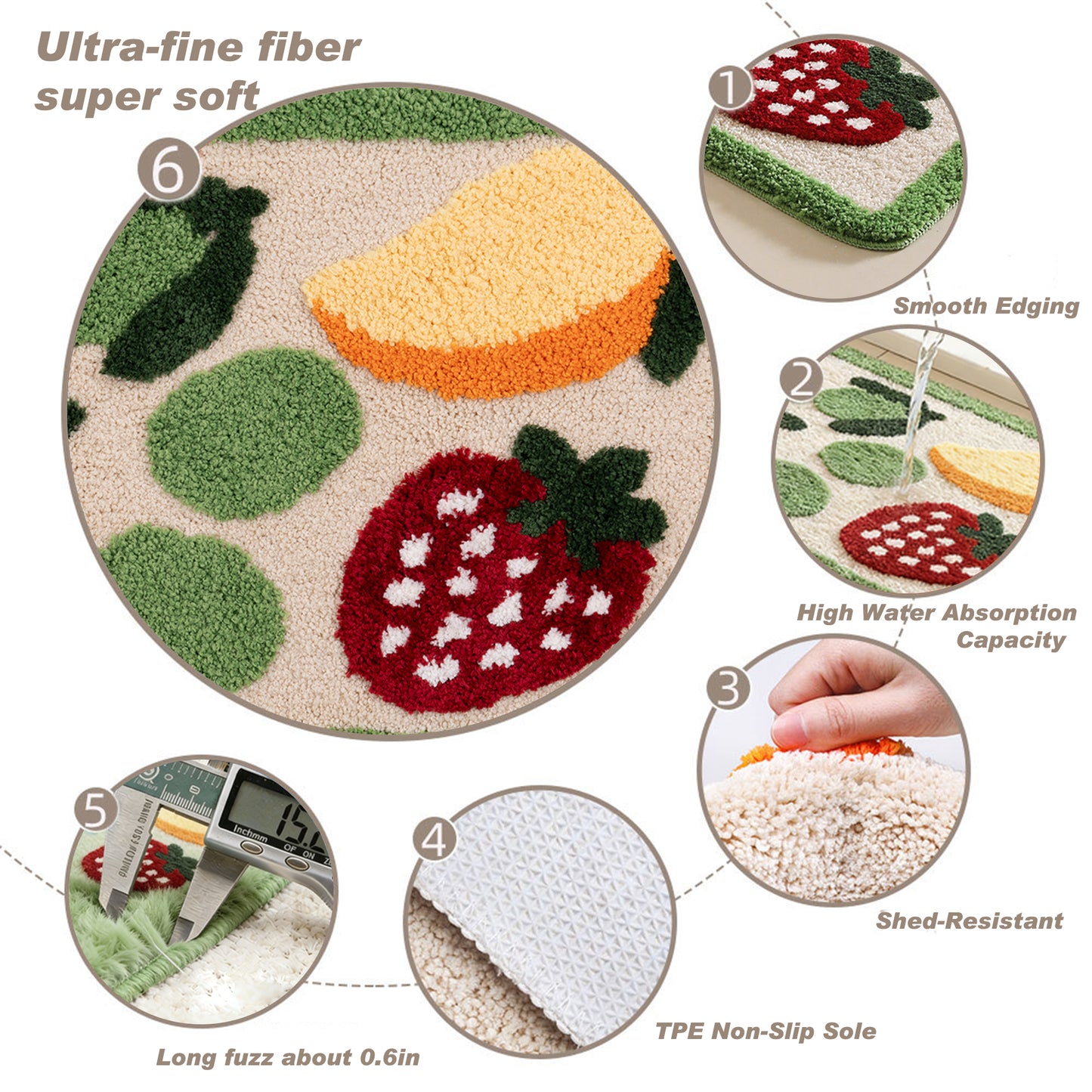 Kaisaatti Ultra Absorbent Bath Rug Mat - Super Soft Microfiber with Non-Slip TPE Backing, Fast Drying Machine Washable Bathroom Floor Mat, 19.7x31.5"