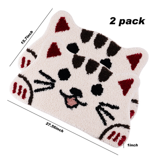Kaisaatti Super Soft Absorbent Bath Mat-Cute Animal Pattern, Non-Slip TPE Backing, Machine Washable Quick Dry Bathroom Rug,15.7x27.6"(2pack)