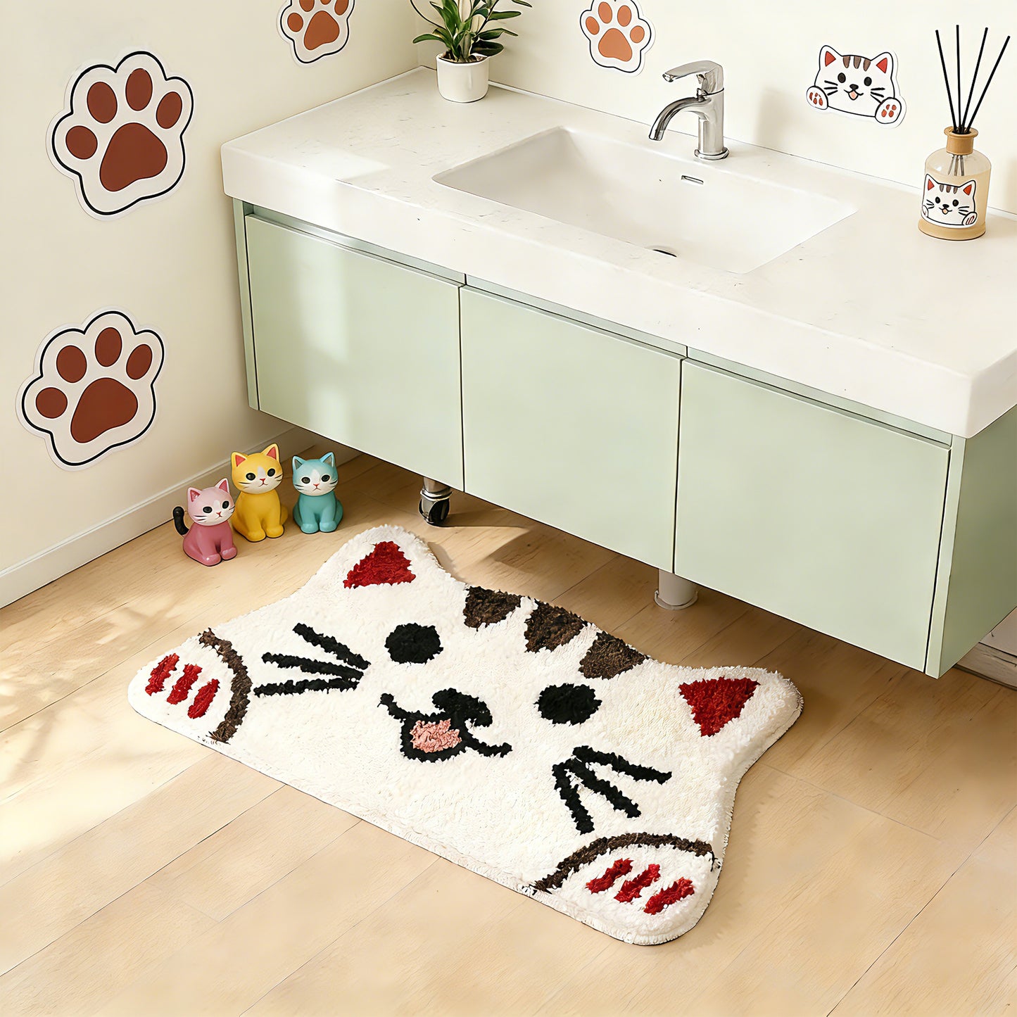 Kaisaatti Super Soft Absorbent Bath Mat-Cute Animal Pattern, Non-Slip TPE Backing, Machine Washable Quick Dry Bathroom Rug,15.7x27.6"(2pack)