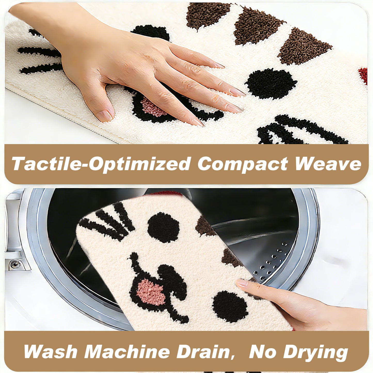 Kaisaatti Super Soft Absorbent Bath Mat-Cute Animal Pattern, Non-Slip TPE Backing, Machine Washable Quick Dry Bathroom Rug,15.7x27.6"(2pack)