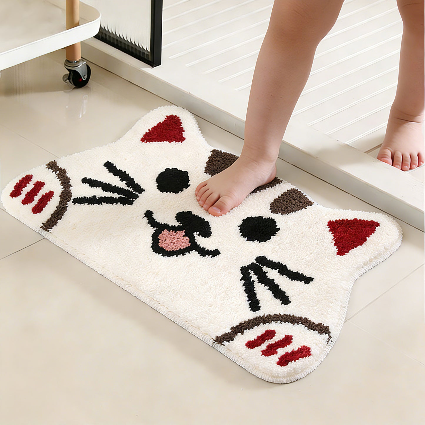 Kaisaatti Super Soft Absorbent Bath Mat-Cute Animal Pattern, Non-Slip TPE Backing, Machine Washable Quick Dry Bathroom Rug,15.7x27.6"(2pack)