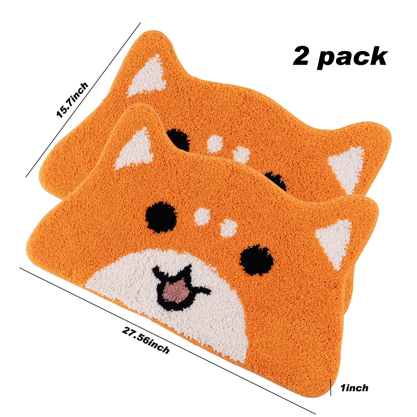 Kaisaatti Super Soft Absorbent Bath Mat-Cute Animal Pattern, Non-Slip TPE Backing, Machine Washable Quick Dry Bathroom Rug,15.7x27.6"(2pack)