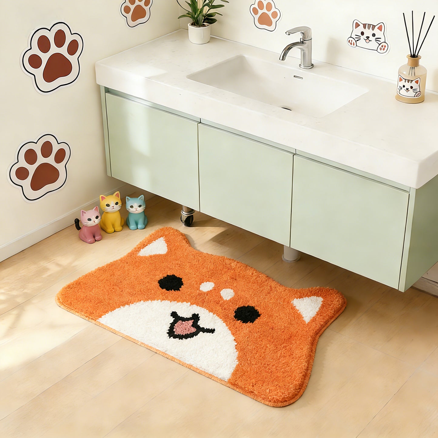 Kaisaatti Super Soft Absorbent Bath Mat-Cute Animal Pattern, Non-Slip TPE Backing, Machine Washable Quick Dry Bathroom Rug,15.7x27.6"(2pack)
