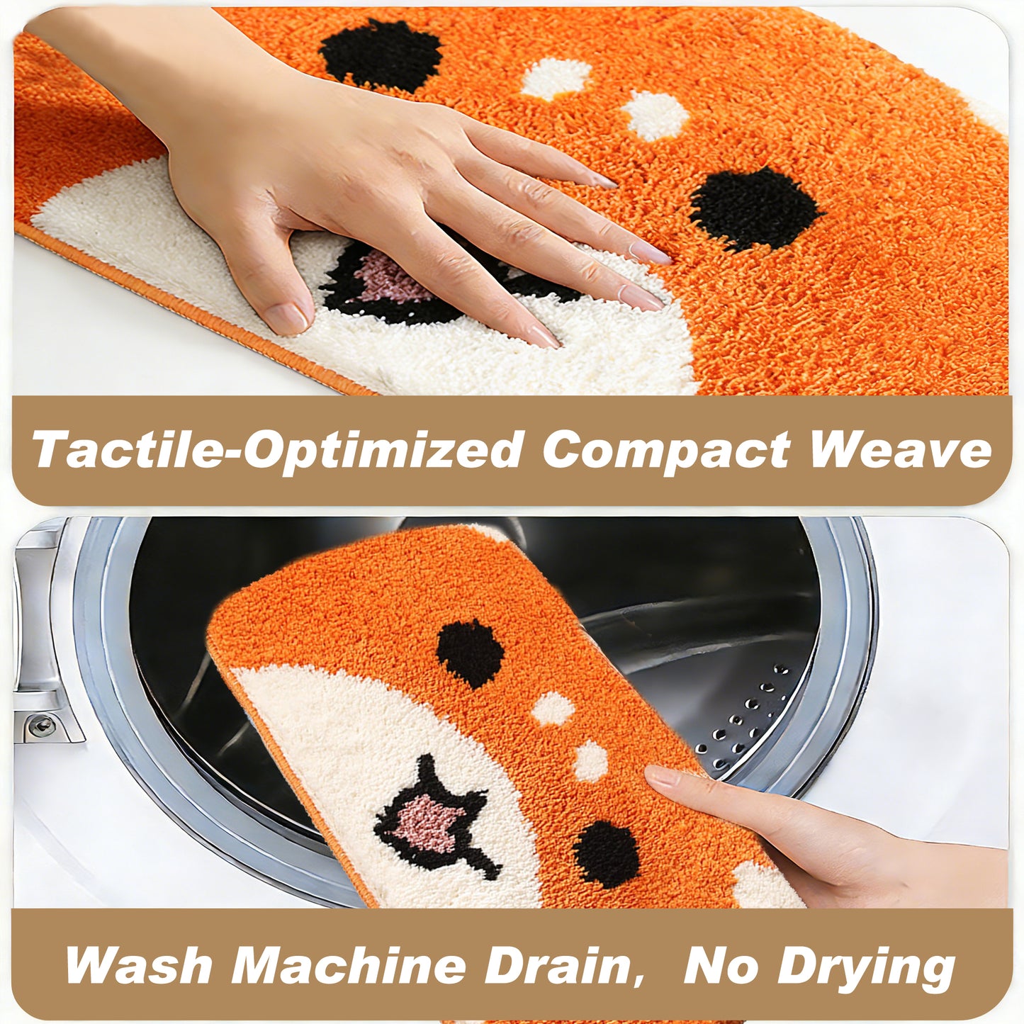 Kaisaatti Super Soft Absorbent Bath Mat-Cute Animal Pattern, Non-Slip TPE Backing, Machine Washable Quick Dry Bathroom Rug,15.7x27.6"(2pack)