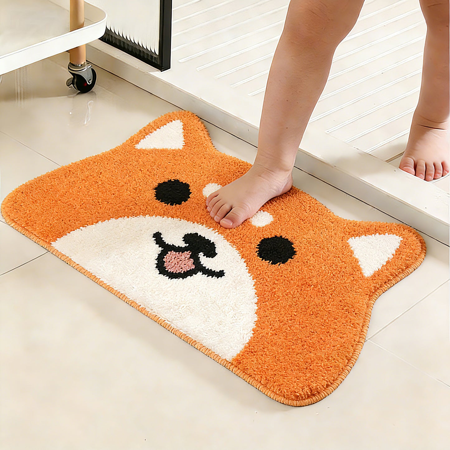 Kaisaatti Super Soft Absorbent Bath Mat-Cute Animal Pattern, Non-Slip TPE Backing, Machine Washable Quick Dry Bathroom Rug,15.7x27.6"(2pack)