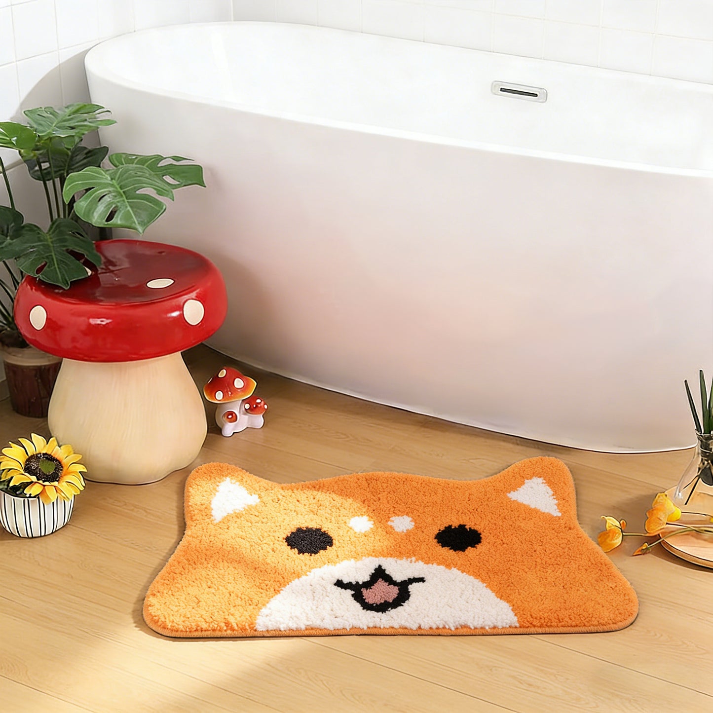 Kaisaatti Super Soft Absorbent Bath Mat-Cute Animal Pattern, Non-Slip TPE Backing, Machine Washable Quick Dry Bathroom Rug,15.7x27.6"(2pack)