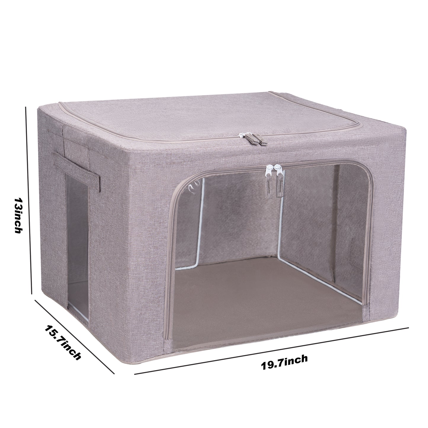 Kaisaatti 66L Foldable Storage Box with Reinforced Stainless Steel Frame 19.7x15.75x13"-Large Waterproof Fabric Closet Organizer for Seasonal Clothes, Blankets, Home Essentials,Gray