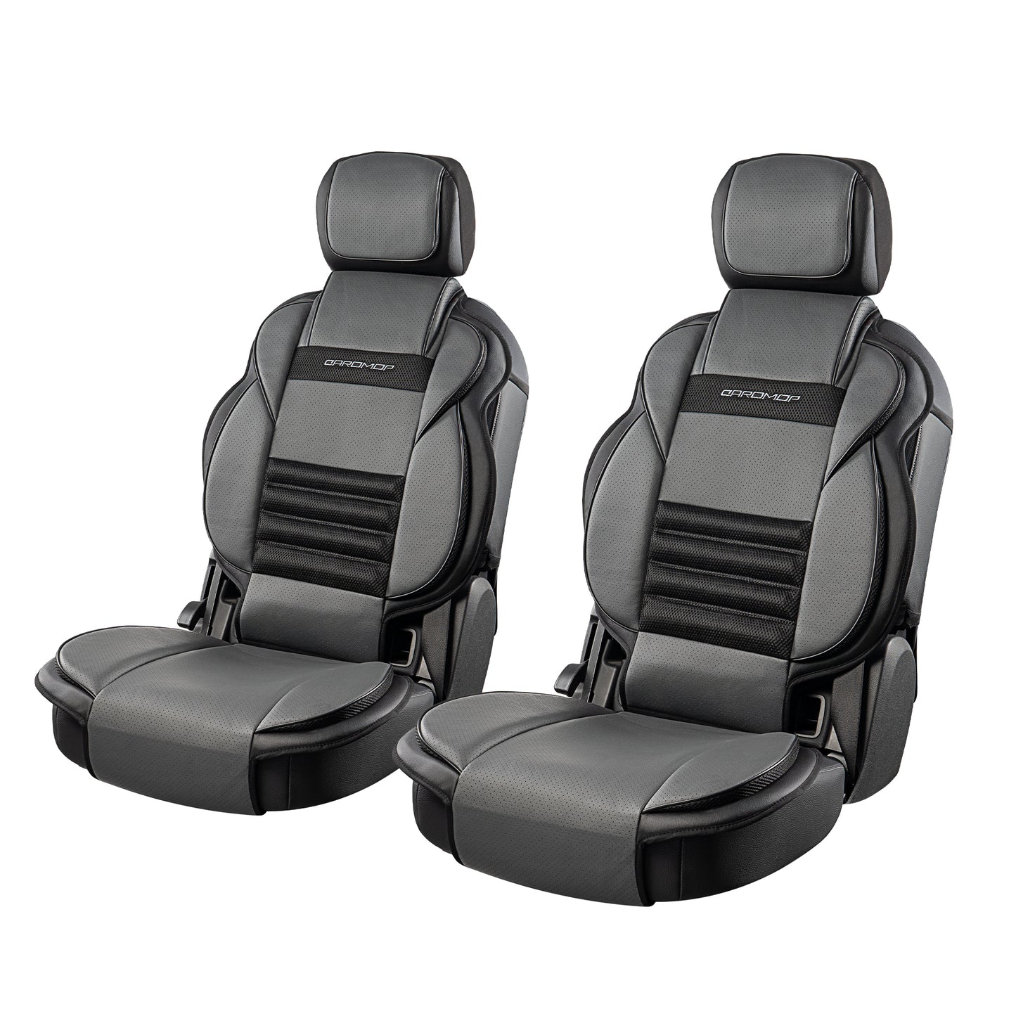 CAROMOP 3D Thick Car Seat Covers, Front Set, Breathable PU Leather with Mesh, Non-Slip, Universal Fit for Car, SUV, Van, Truck