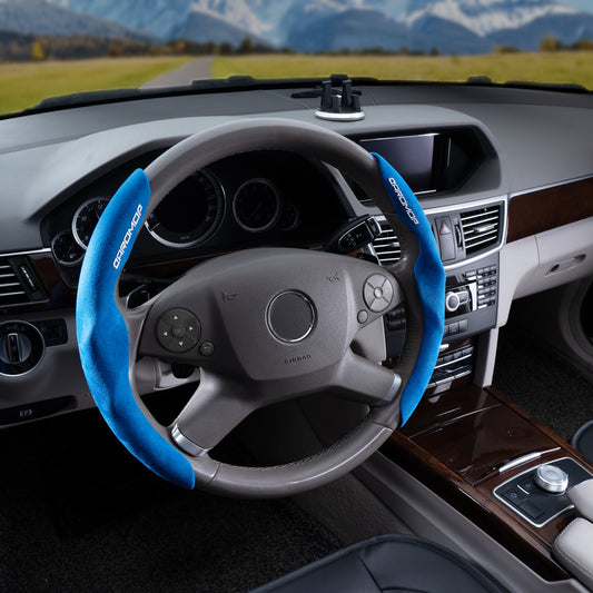 Caromop Premium Suede Steering Wheel Cover – 14.5 to 15 Inch Universal Fit, Enhanced Grip & Non-Slip Design, Comfortable and Stylish Upgrade for Your Car Interior