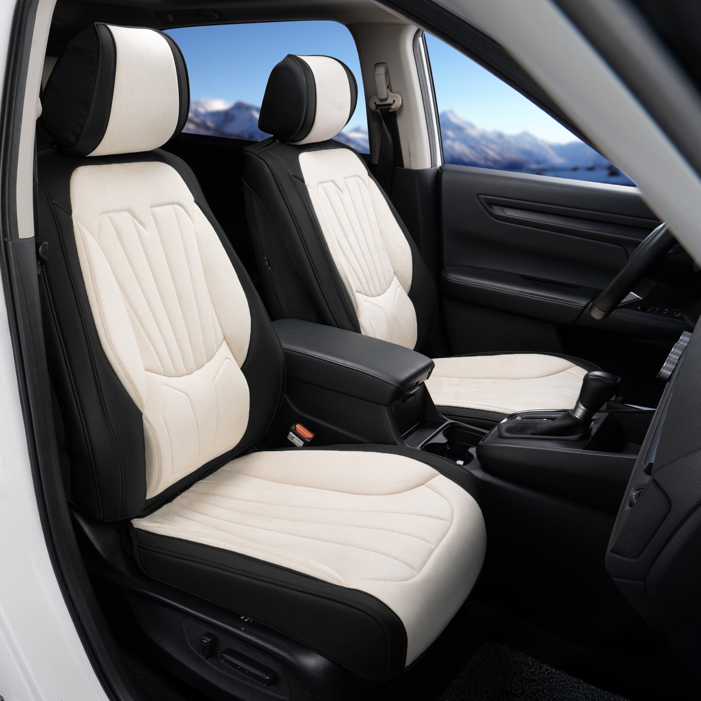 Juego completo de fundas universales para asientos de coche CAROMOP, de terciopelo y cuero sintético con respaldo de espuma 3D y reposabrazos, compatible con coches, camiones y SUV.