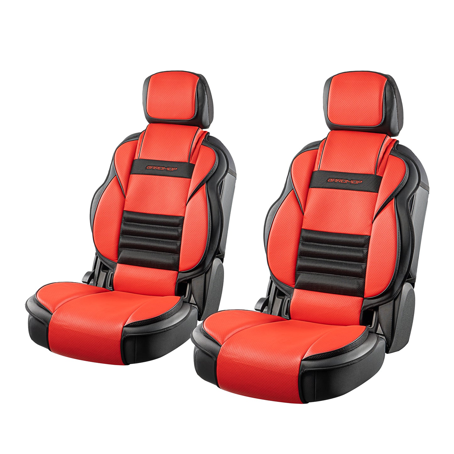 CAROMOP 3D Thick Car Seat Covers, Front Set, Breathable PU Leather with Mesh, Non-Slip, Universal Fit for Car, SUV, Van, Truck