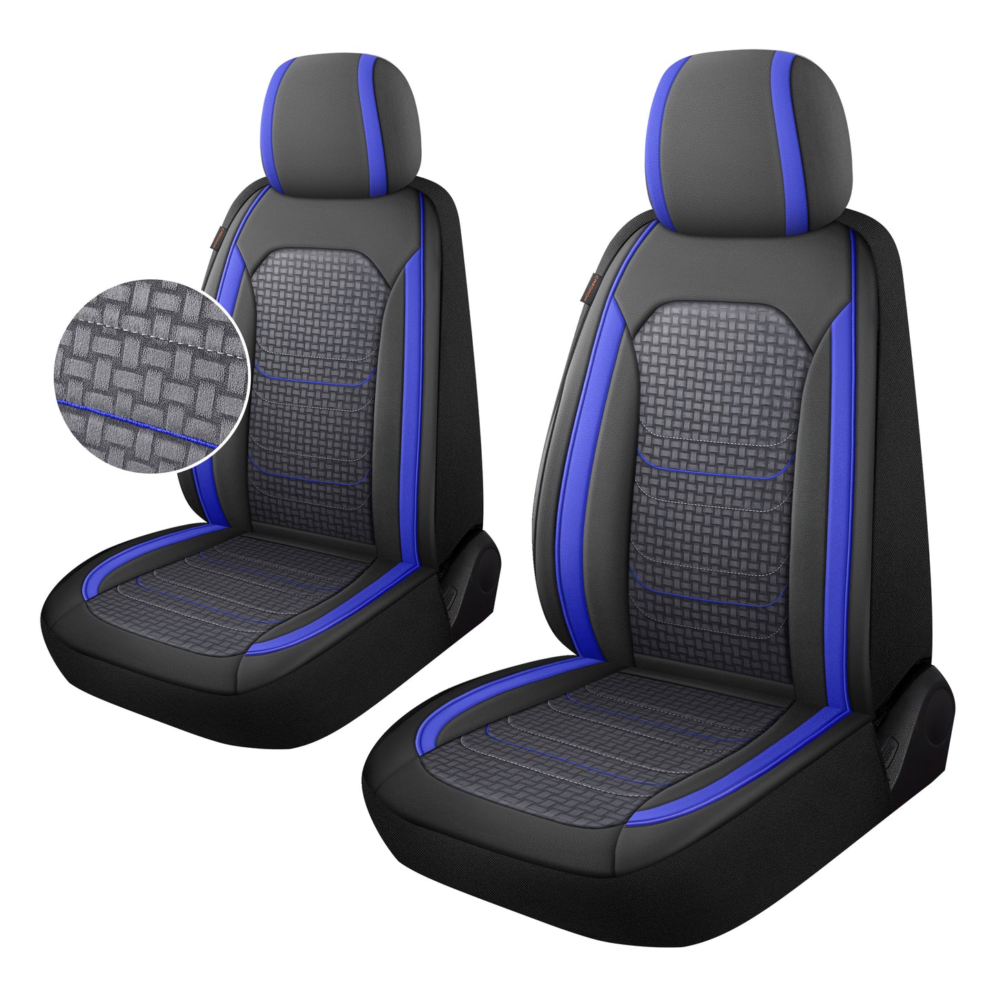 CAROMOP Premium PU Leather&Flannel Car Seat Covers 2 Front Set with Breathable Cloth,Universal Fit for Most Car Interior Covers-Sedan Truck SUV