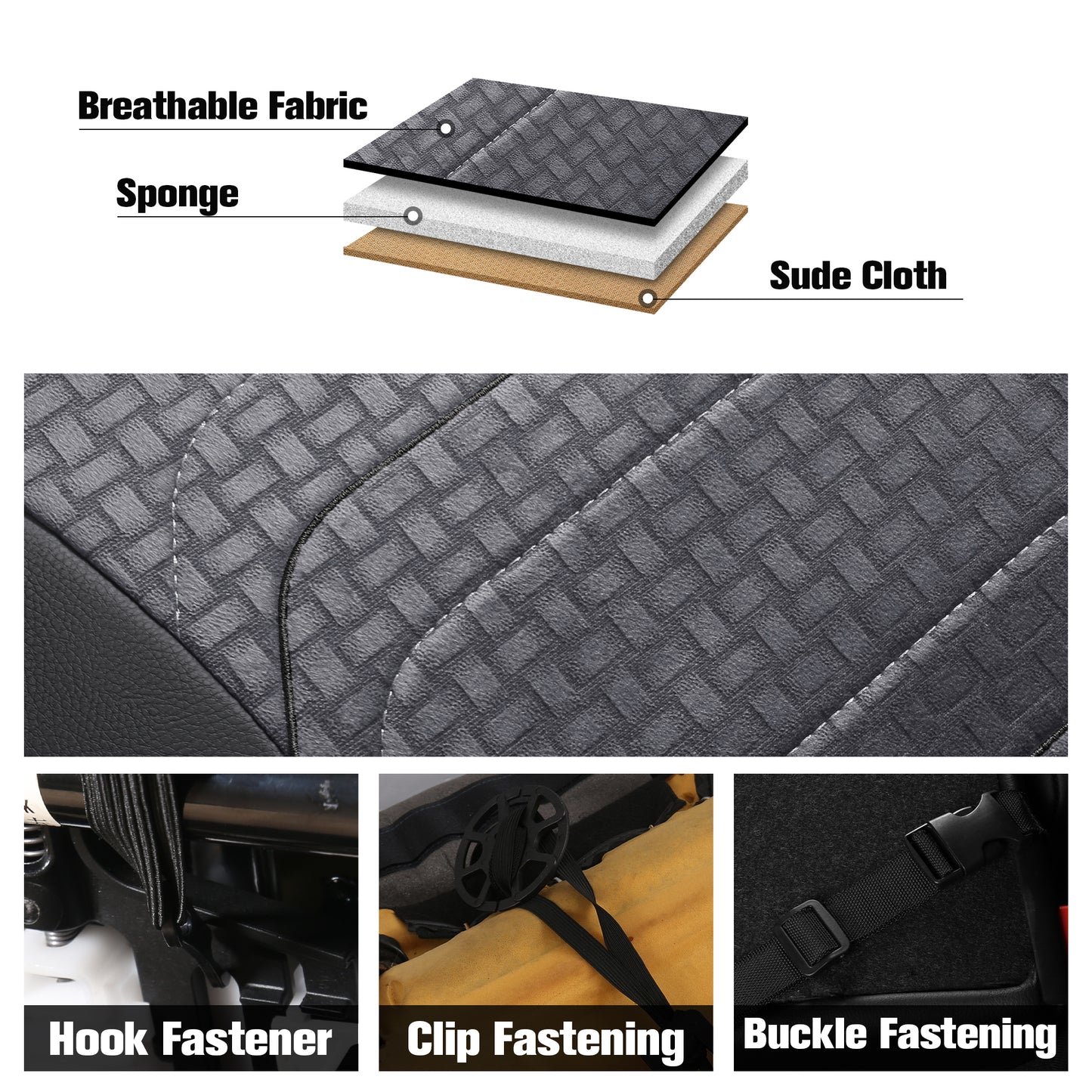 CAROMOP Premium PU Leather&Flannel Car Seat Covers 2 Front Set with Breathable Cloth,Universal Fit for Most Car Interior Covers-Sedan Truck SUV