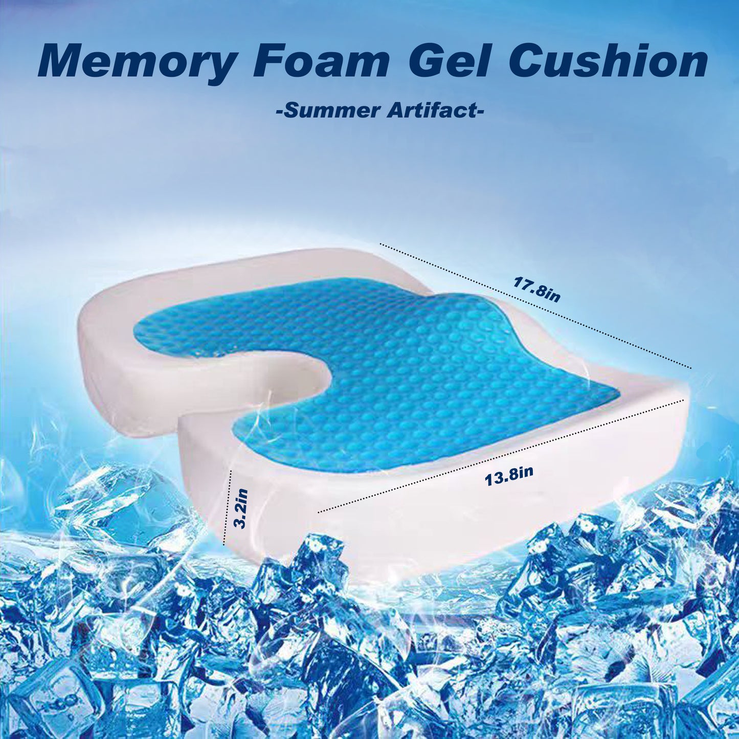 Premium Gel & Memory Foam Seat Cushion, Cool and support Office Chair Cushion, Car Seat Cushion, Chair Cushions for Back & Sciatica Pain Relief