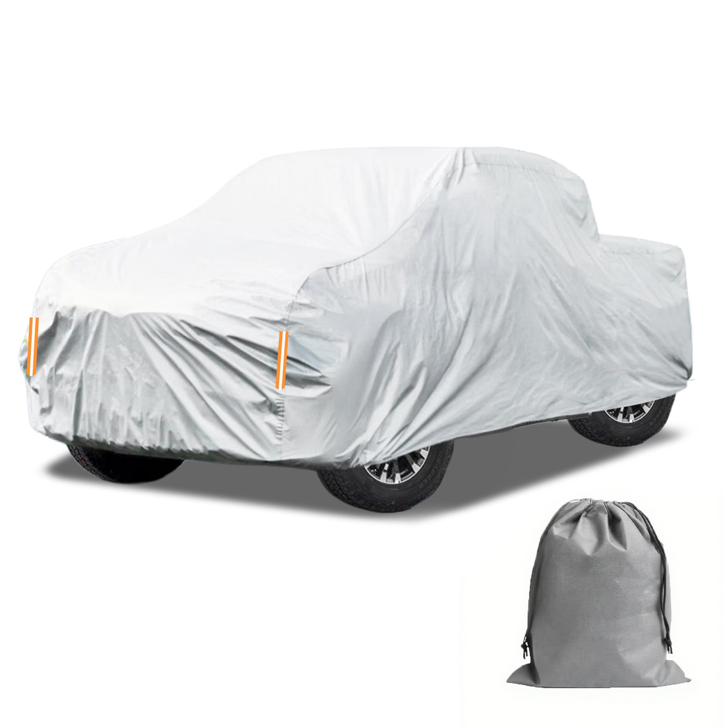 Caromop 10-Layer Waterproof Car Cover All Weather Protection (Snow, Rain, Sun) with Secure Fit Straps and Easy On/Off Zipper-Size