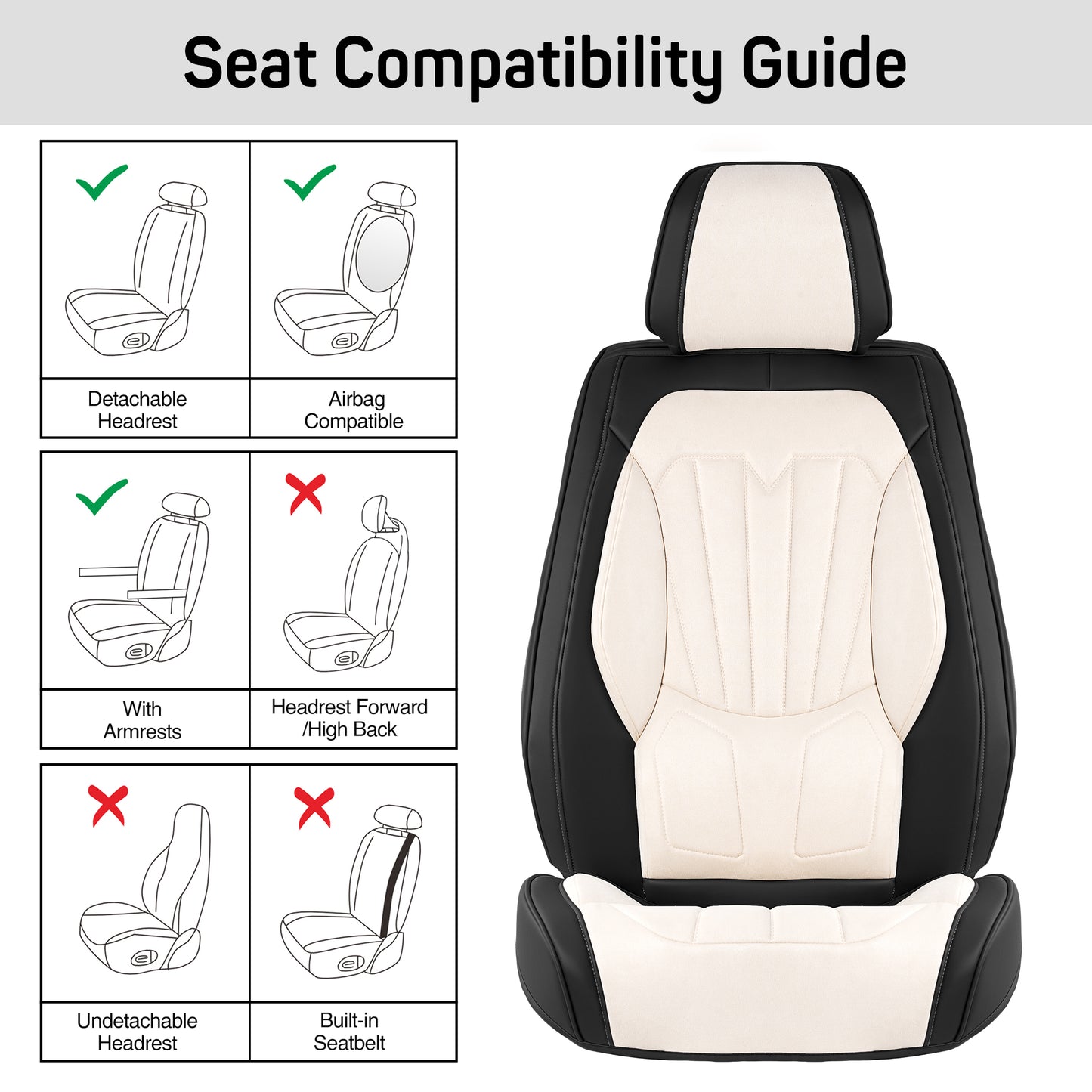 Juego completo de fundas universales para asientos de coche CAROMOP, de terciopelo y cuero sintético con respaldo de espuma 3D y reposabrazos, compatible con coches, camiones y SUV.
