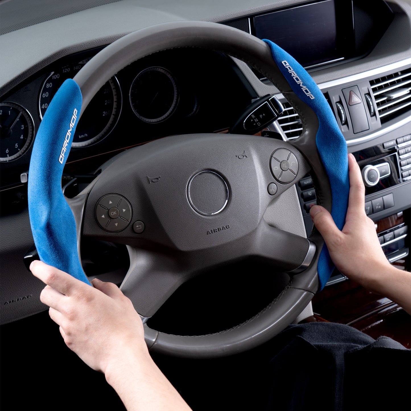 Caromop Premium Suede Steering Wheel Cover – 14.5 to 15 Inch Universal Fit, Enhanced Grip & Non-Slip Design, Comfortable and Stylish Upgrade for Your Car Interior