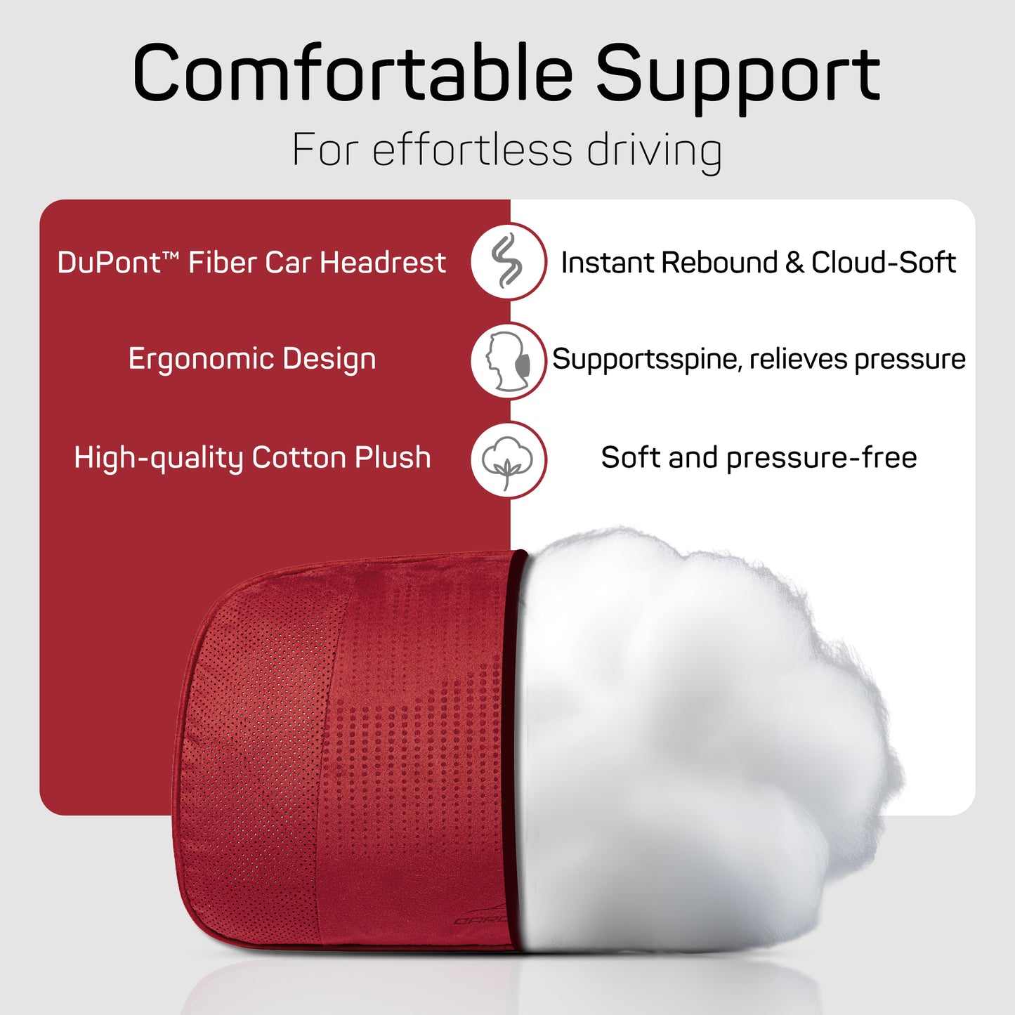 CAROMOP Ergonomic Car Headrest Neck Pillow Soft Suede Adjustable Height Breathable Cover Universal Fit for Driving Comfortable Instant Rebound Cloud Soft Support