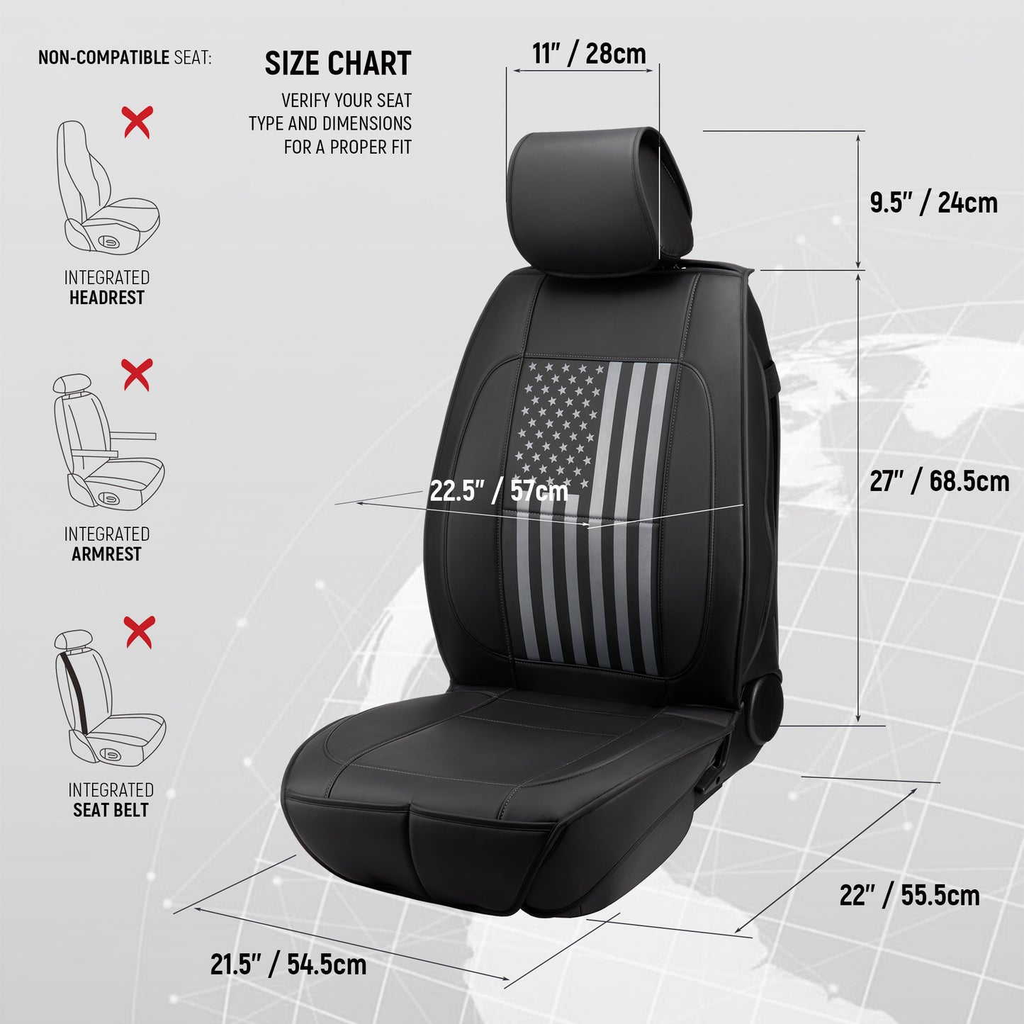 Caromop Car Seat Covers Front Set, Universal Fit, Premium Soft Water-proof Napa Leather, 5-Layer Padded Design seat cushion with Front Storage Pocket & Non-Slip Back