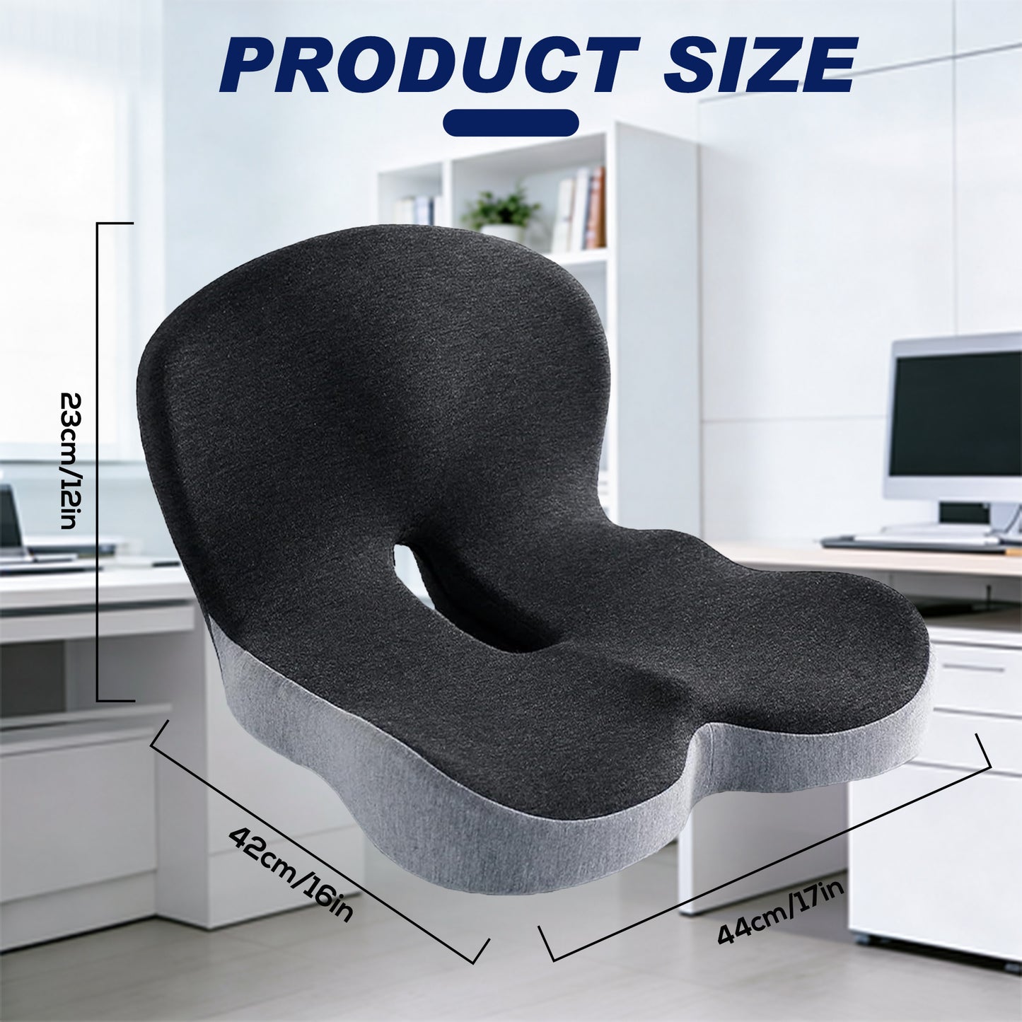 Seat Cushion with Back Support Memory Foam Pads for Truck Driver Office Chair Cushion Home Chair Cushion Car Non Slip Pad for Office Workers Car Drivers (Dark Grey)