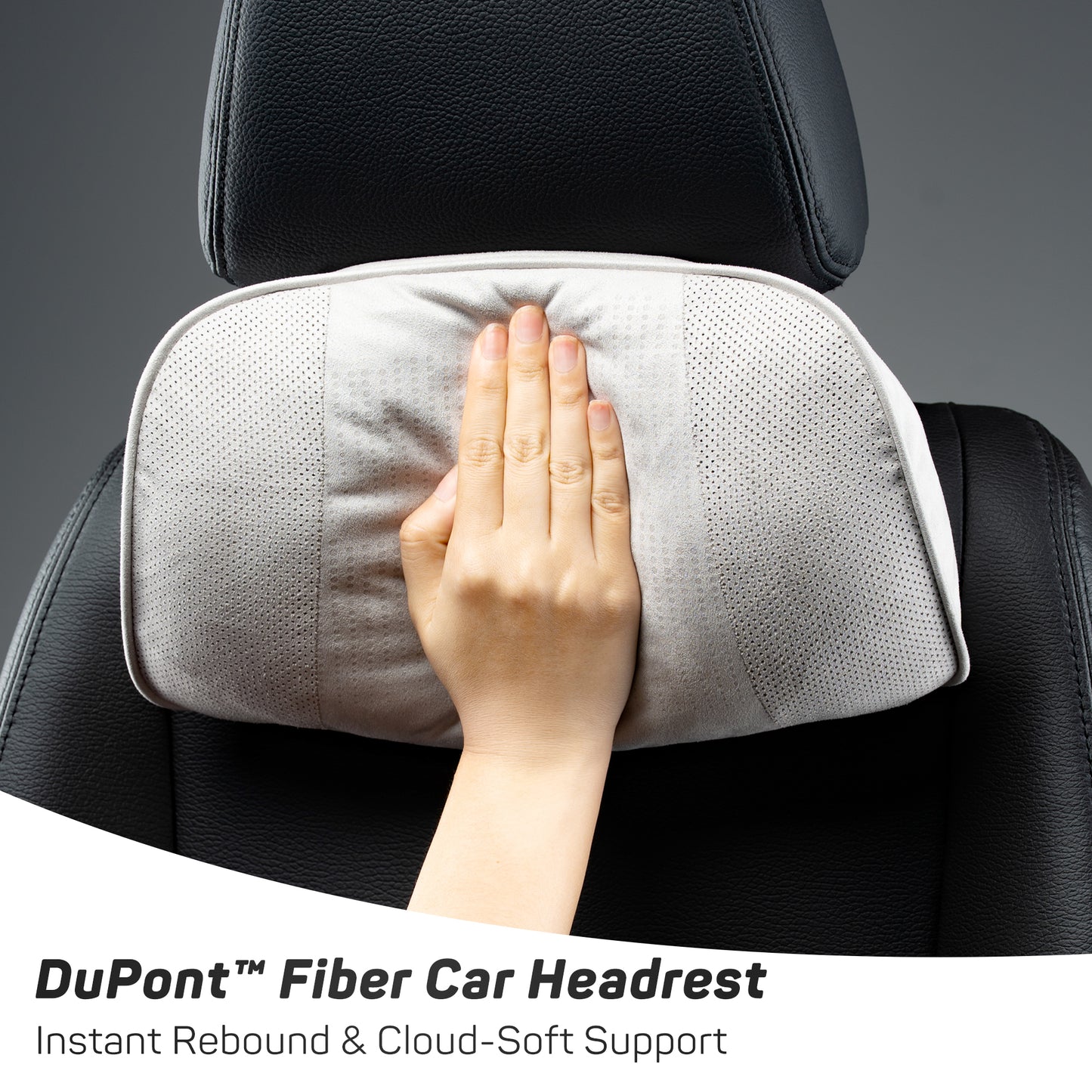 CAROMOP Ergonomic Car Headrest Neck Pillow Soft Suede Adjustable Height Breathable Cover Universal Fit for Driving Comfortable Instant Rebound Cloud Soft Support