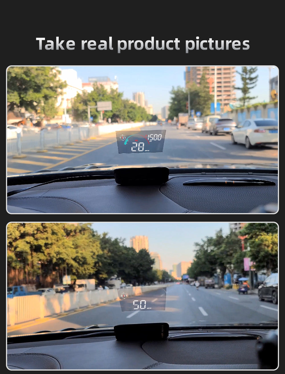 3.5-Inch Car HUD Display -Windshield Speed Projector with GPS digital Speedometer,Compass, Time, Mileage, Overspeed Warning & Driving Data Monitor gauges