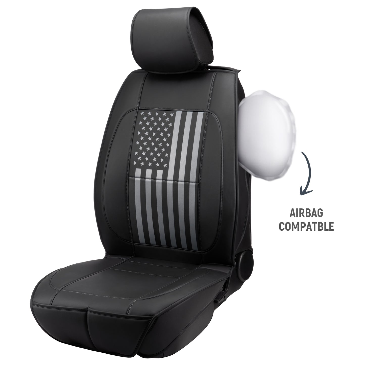 Caromop Car Seat Covers Front Set, Universal Fit, Premium Soft Water-proof Napa Leather, 5-Layer Padded Design seat cushion with Front Storage Pocket & Non-Slip Back