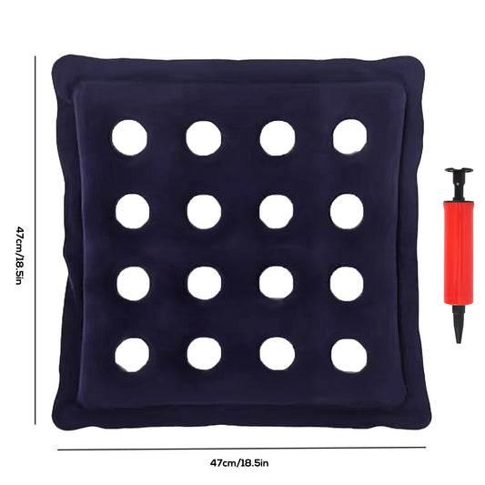 Inflatable Seat Cushions,Pressure Relief plush flocked breathable Cushion,Ideal for Office Chairs,Car Seats,Wheelchair waterproof Cushions,Comes with Air Pumps, Portable and Comfortable（Navy)